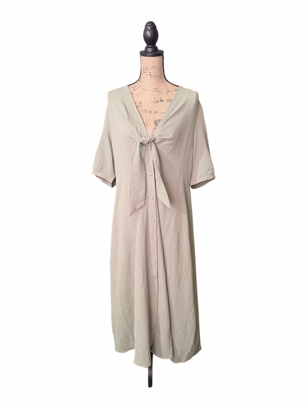 ASOS Curve‎ Light Sage Tie-Front Button Maxi Dress